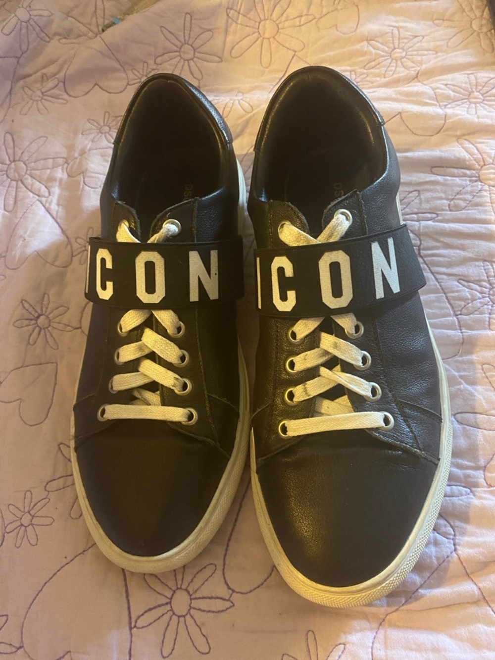 ICON Black and White Leather Sneakers